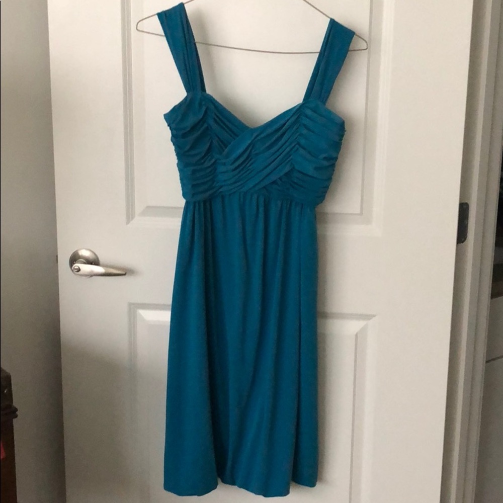 Amsale. Turquoise dress. Knee length. Size 6